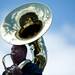 Michigan alumni Pete Dalton plays the tuba before the game against Louisiana-Lafayette on Friday, May 24. Daniel Brenner I AnnArbor.com